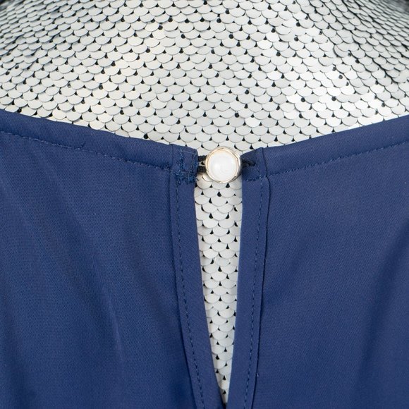 NWT Navy Blue Stripe Keyhole-Back Sleeveless Dress - small - Picture 5 of 6